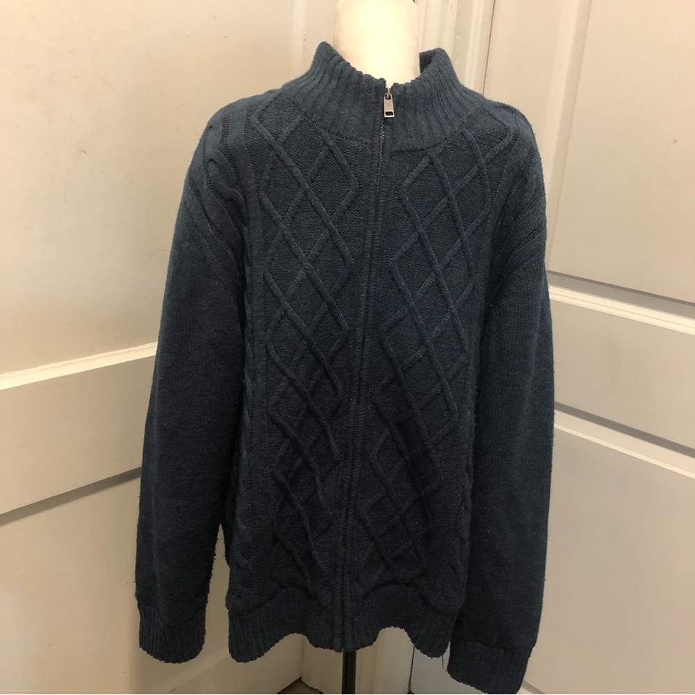 Field and stream mens full zip knitted Sherpa lined sweater size xxl